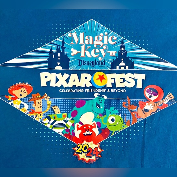 Disney Disneyland Magic Key Pixar Fest 2024 T-Shirt Toy Story Cars Medium NWT - Picture 5 of 5
